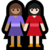 Windows系统里的女性牵手:中等肤色,浅肤色emoji表情