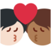 Twitter里的亲吻: 成人成人中等-深肤色较浅肤色emoji表情