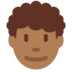 Twitter里的男士:中深色肤色,卷发emoji表情