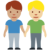Twitter里的男士牵手：中等肤色，中等肤色emoji表情
