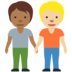 Twitter里的手牵手：中暗肤色，中浅肤色emoji表情