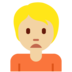 Twitter里的人皱眉：中等浅肤色emoji表情
