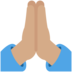 Twitter里的双手合十、祈祷的手:中等肤色emoji表情