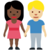 Twitter里的男女牵手：深色肤色，中浅肤色emoji表情