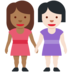 Twitter里的女性牵手:中深色肤色,浅色肤色emoji表情