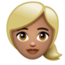 WhatsApp里的女性：中等肤色，金发emoji表情