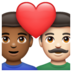 WhatsApp里的情侣: 男人男人中等-深肤色较浅肤色emoji表情