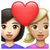 WhatsApp里的情侣: 女人女人较浅肤色中等-浅肤色emoji表情