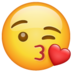 WhatsApp里的吹出一个吻的脸、飞吻emoji表情