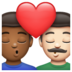 WhatsApp里的亲吻: 男人男人中等-深肤色较浅肤色emoji表情