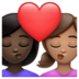 WhatsApp里的亲吻: 女人女人较深肤色中等肤色emoji表情