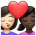 WhatsApp里的亲吻: 女人女人较浅肤色较深肤色emoji表情