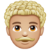 WhatsApp里的男士:中浅肤色,卷发emoji表情