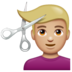 WhatsApp里的男士理发:中等浅肤色emoji表情