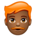WhatsApp里的男士：中黑肤色，红发emoji表情