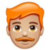 WhatsApp里的男士：中浅肤色，红发emoji表情