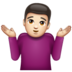 WhatsApp里的男人耸肩：浅肤色emoji表情