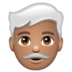 WhatsApp里的男士：中等肤色，白发emoji表情